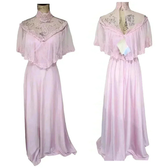 Dance Allure Vintage 70s Cottage Core lace long dress. NWT  Blush Rose. … - Picture 3 of 14